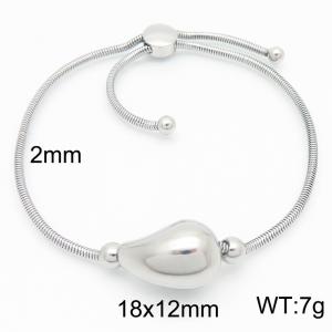 European and American fashion ins style stainless steel snake bone chain string water droplet accessories adjustable size charm silver bracelet - KB186952-KFC