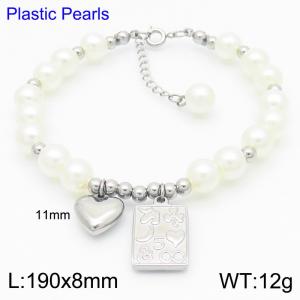 Personalized design titanium steel peach heart and star moon brand pearl bracelet for women - KB186969-Z