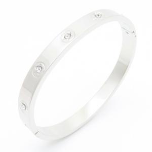 Stainless Steel Stone Bangle - KB187028-SP