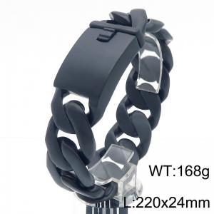 Stainless steel 220 × 24mm Cuban chain rectangular buckle trendy men's hip-hop domineering black bracelet - KB187081-KJX