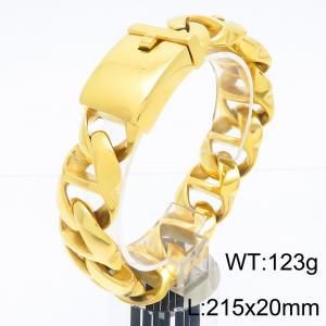 Stainless steel 215 × 20mm Japanese style chain rectangular buckle trendy men's hip-hop domineering gold bracelet - KB187085-KJX