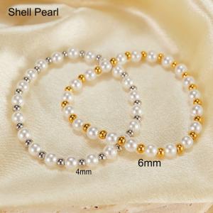 Minimalist 2pcs Stainless Steel Bead Bracelets Pearl Bracelet Anniversary Gift - KB187164-Z