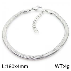 European and American fashion personality stainless steel 190 × 4mm flat snake bone chain lobster buckle jewelry temperament silver bracelet - KB187320-GC