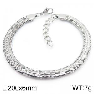 European and American fashion personality stainless steel 200 × 6mm flat snake bone chain lobster buckle jewelry temperament silver bracelet - KB187321-GC