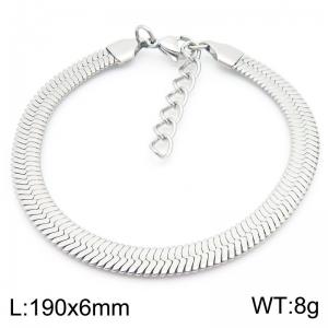 European and American fashion personality stainless steel 190 × 6mm flat snake bone chain lobster buckle jewelry temperament silver bracelet - KB187322-GC