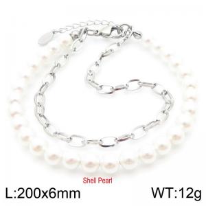 Dainty Freshwater Pearls 18k Gold Plated Link Chain Stainless Steel Jewelry Gift Double Bracelets for Girls - KB187410-Z