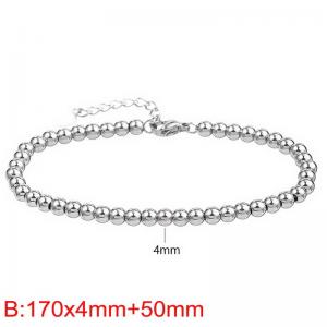 Minimalist Simple Stainless Steel 18K Gold Plated 4mm Beads Chain Adjustable Round Bracelet for Women - KB187415-Z