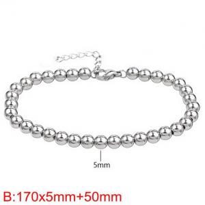 Minimalist Simple Stainless Steel 18K Gold Plated 5mm Beads Chain Adjustable Round Bracelet for Women - KB187417-Z