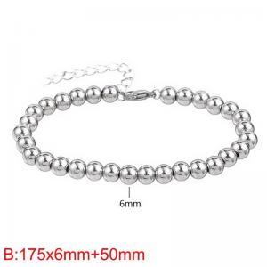 Minimalist Simple Stainless Steel 18K Gold Plated 6mm Beads Chain Adjustable Round Bracelet for Women - KB187419-Z