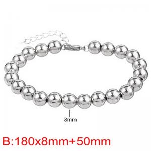 Minimalist Simple Stainless Steel 18K Gold Plated 8mm Beads Chain Adjustable Round Bracelet for Women - KB187421-Z