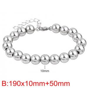 Minimalist Simple Stainless Steel 18K Gold Plated 10mm Beads Chain Adjustable Round Bracelet for Women - KB187423-Z