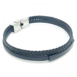 Stainless Steel Leather Bracelet - KB187590-JZ