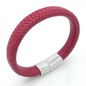 Stainless Steel Leather Bracelet - KB187594-JZ