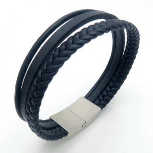 Stainless Steel Leather Bracelet - KB187596-JZ