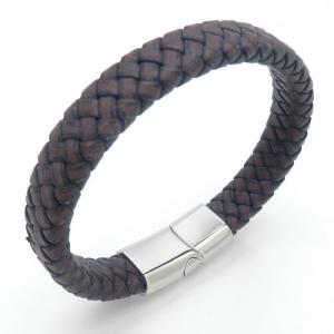 Stainless Steel Leather Bracelet - KB187597-JZ