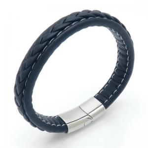 Stainless Steel Leather Bracelet - KB187605-JZ