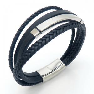 Stainless Steel Leather Bracelet - KB187606-JZ