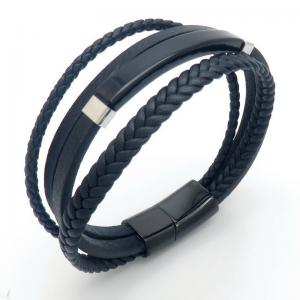 Stainless Steel Leather Bracelet - KB187607-JZ