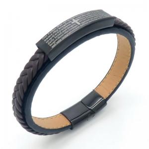 Stainless Steel Leather Bracelet - KB187608-JZ