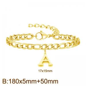 Gold-Plated Letter A Stainless Steel Cuban Bracelet - KB187718-Z