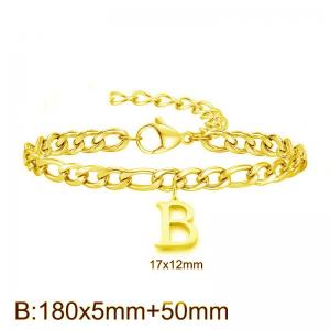 Gold-Plated Letter B Stainless Steel Cuban Bracelet - KB187719-Z