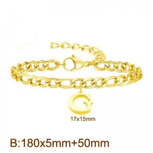 Gold-Plated Letter G Stainless Steel Cuban Bracelet - KB187724-Z