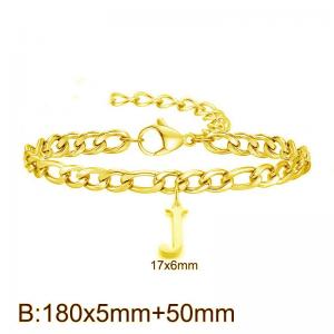 Gold-Plated Letter J Stainless Steel Cuban Bracelet - KB187727-Z