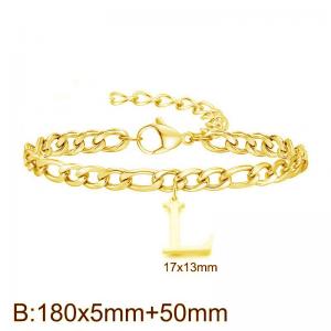 Gold-Plated Letter L Stainless Steel Cuban Bracelet - KB187729-Z