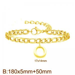 Gold-Plated Letter O Stainless Steel Cuban Bracelet - KB187732-Z