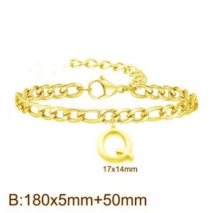 Gold-Plated Letter Q Stainless Steel Cuban Bracelet - KB187734-Z