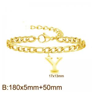 Gold-Plated Letter Y Stainless Steel Cuban Bracelet - KB187742-Z