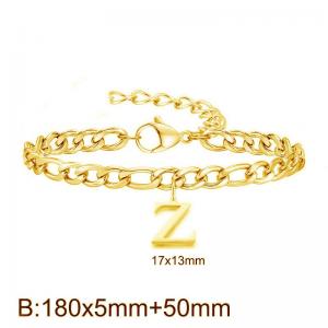 Gold-Plated Letter Z Stainless Steel Cuban Bracelet - KB187743-Z