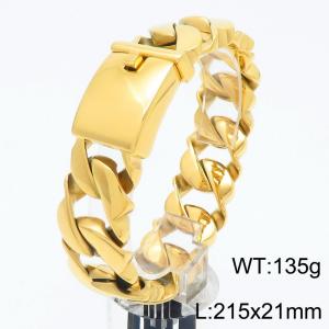 European and American hip-hop style personalized stainless steel 215 × 21mm thick Cuban chain rectangular buckle domineering gold bracelet - KB187841-KJX