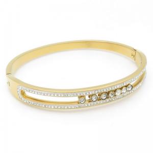 Stainless Steel Stone Bangle - KB188010-WH