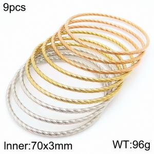 Stainless steel twisted ring bracelet - KB188104-KFC