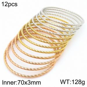 Stainless steel twisted ring bracelet - KB188105-KFC