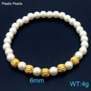 6mm New Fashion Imitation Pearl Bracelet Stainless Steel Women's Bracelet Jewelry Gift - KB188158-Z