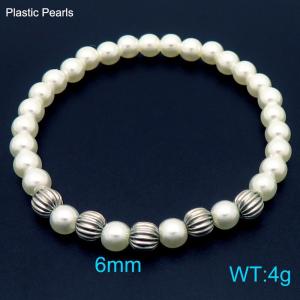 6mm New Fashion Imitation Pearl Bracelet Stainless Steel Women's Bracelet Jewelry Gift - KB188159-Z