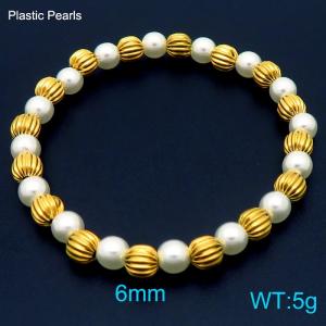 6mm New Fashion Imitation Pearl Bracelet Stainless Steel Women's Bracelet Jewelry Gift - KB188160-Z