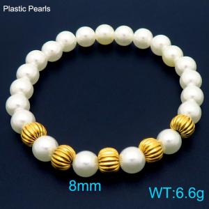 8mm New Fashion Imitation Pearl Bracelet Stainless Steel Women's Bracelet Jewelry Gift - KB188162-Z