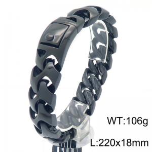 220x18MM Punk Men's Thick Bracelet Charm Cuban Chain Square Buckle Stainless Steel Chain Party Jewelry Black Color - KB188233-KJX