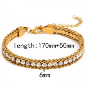 Stainless steel chain diamond three-layer bracelet - KB188688-Z