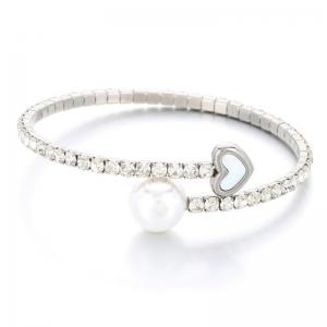 Stainless Steel Stone Bangle - KB189123-HR