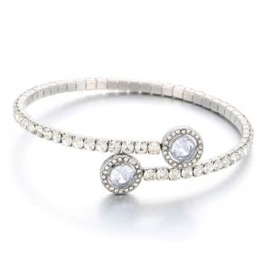 Stainless Steel Stone Bangle - KB189125-HR