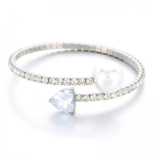 Stainless Steel Stone Bangle - KB189129-HR