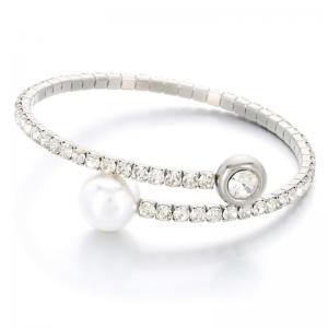 Stainless Steel Stone Bangle - KB189136-HR