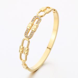 Stainless Steel Stone Bangle - KB189542-SP