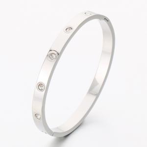 Stainless Steel Stone Bangle - KB189545-SP