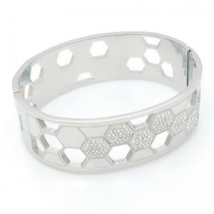 Stainless Steel Stone Bangle - KB189561-SP