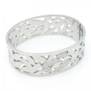 Stainless Steel Stone Bangle - KB189563-SP